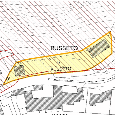 Inquadramento cartografico dell'area interessata: visibili i parametri di fattibilit&agrave;