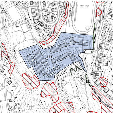 Inquadramento cartografico dell'area interessata: visibili i parametri di fattibilit&agrave;